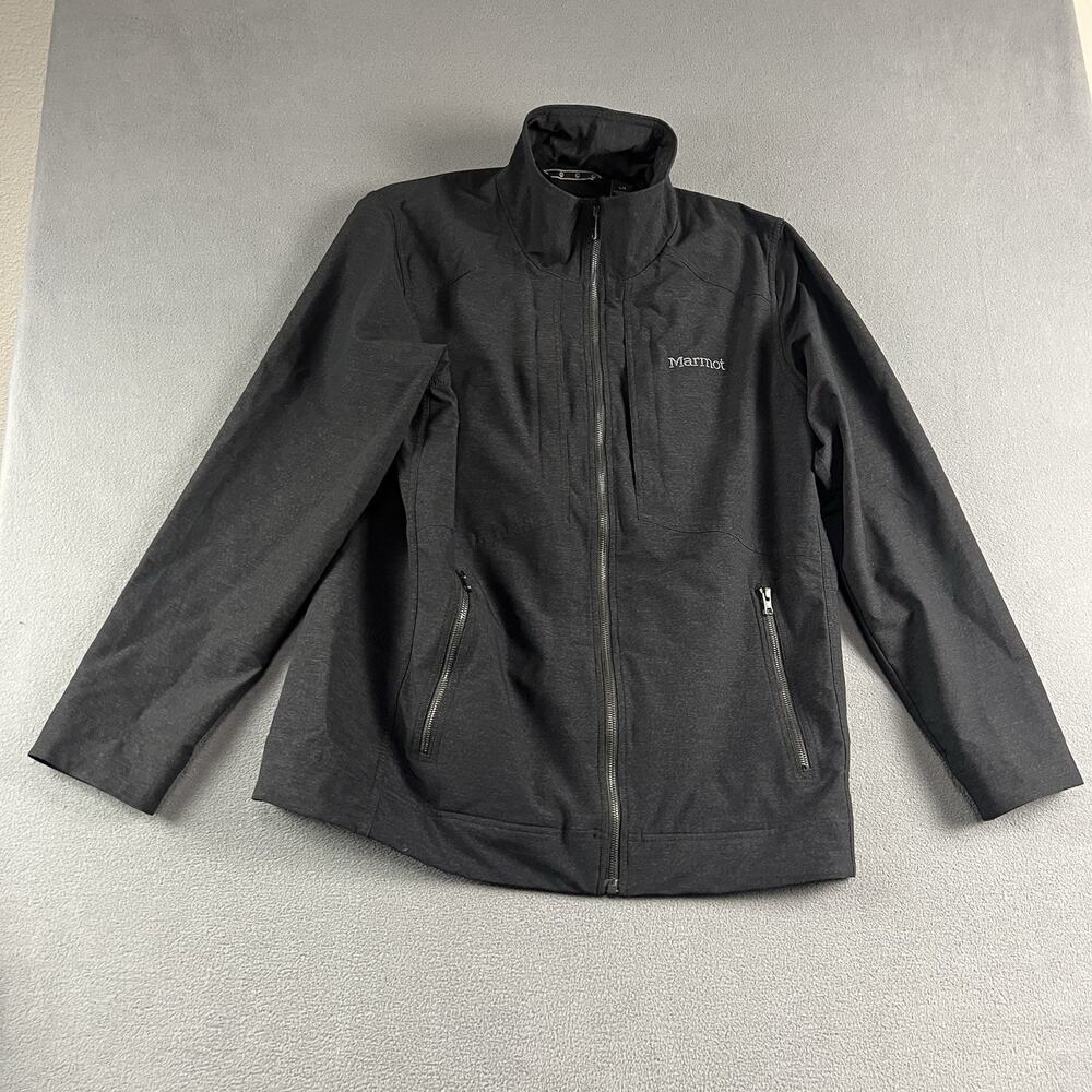 Marmot Jacket Mens Large Gray Softshell Full Zip Hiking Outdoor Casual